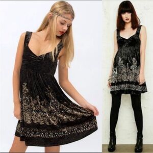 Free People Velvet Underground Sequin Embellished Dress Black